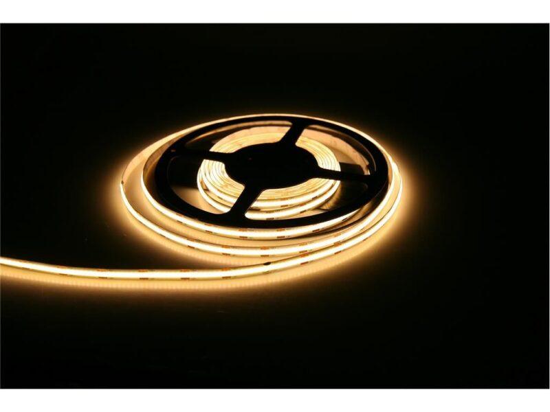 banda led cob well lumina calda 3000k 12v 360 chip m 5m cu driver 24w 1