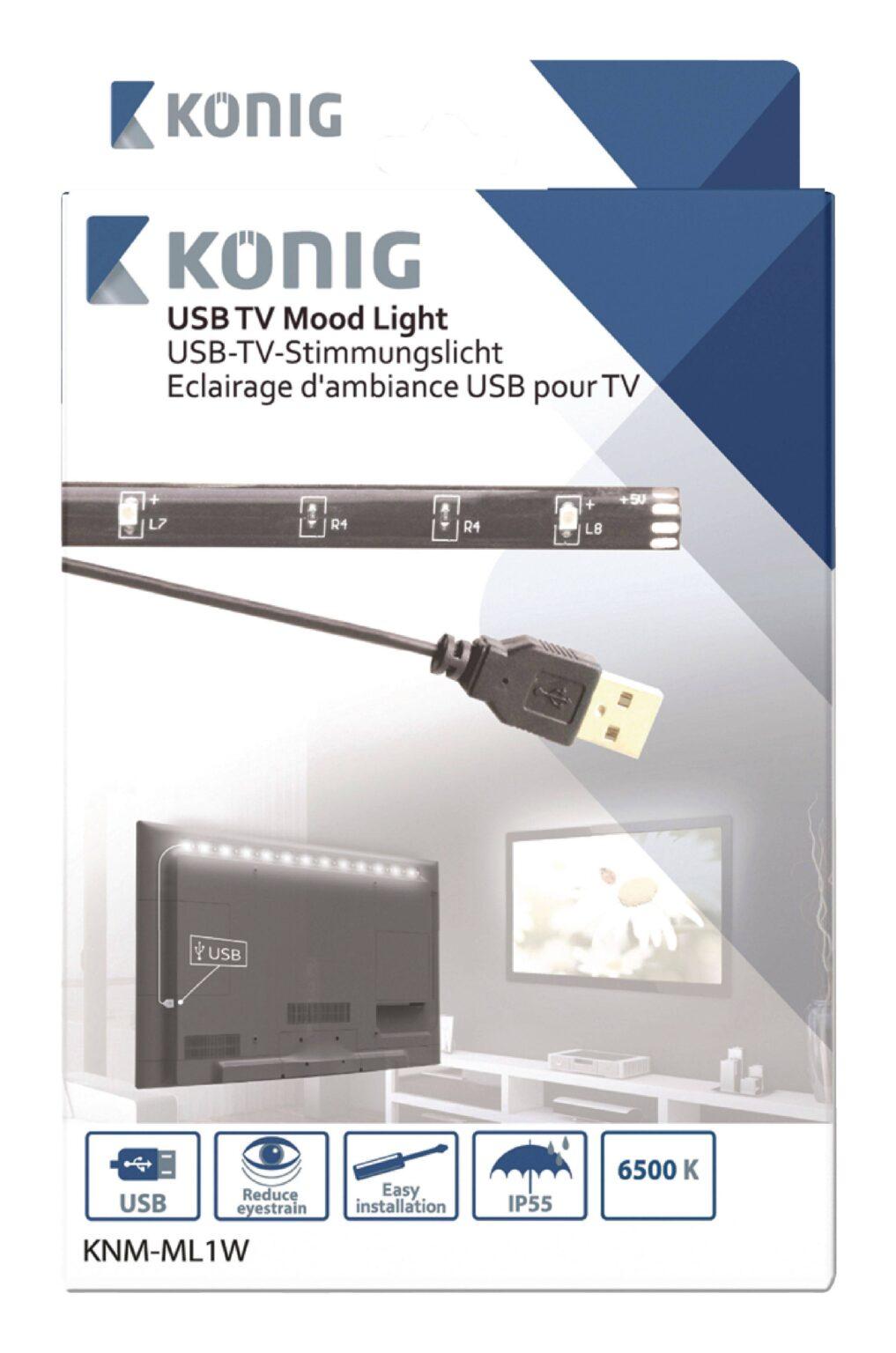 banda led usb pentru televizor 90cm 88lm 6500k lumina rece konig 3 scaled