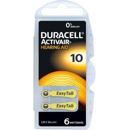 baterii 10 za10 pr70 duracell auditive 145v zinc air 6buc