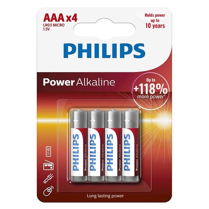 baterii power alkaline aaa lr3 blister 4buc philips