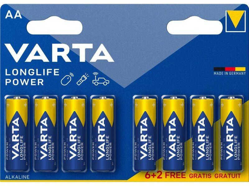baterii r6 aa alkaline longlife power varta 8buc blister