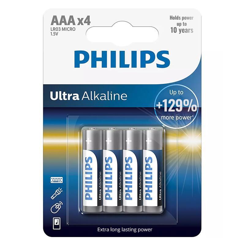 baterii ultra alkaline aaa lr3 blister 4buc philips