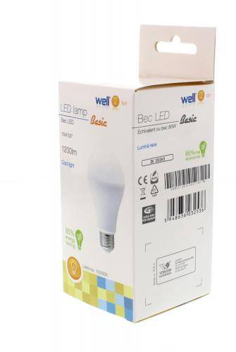 bec cu led a65 e27 15w 1200lm 230v lumina naturala 4000k basic well 2