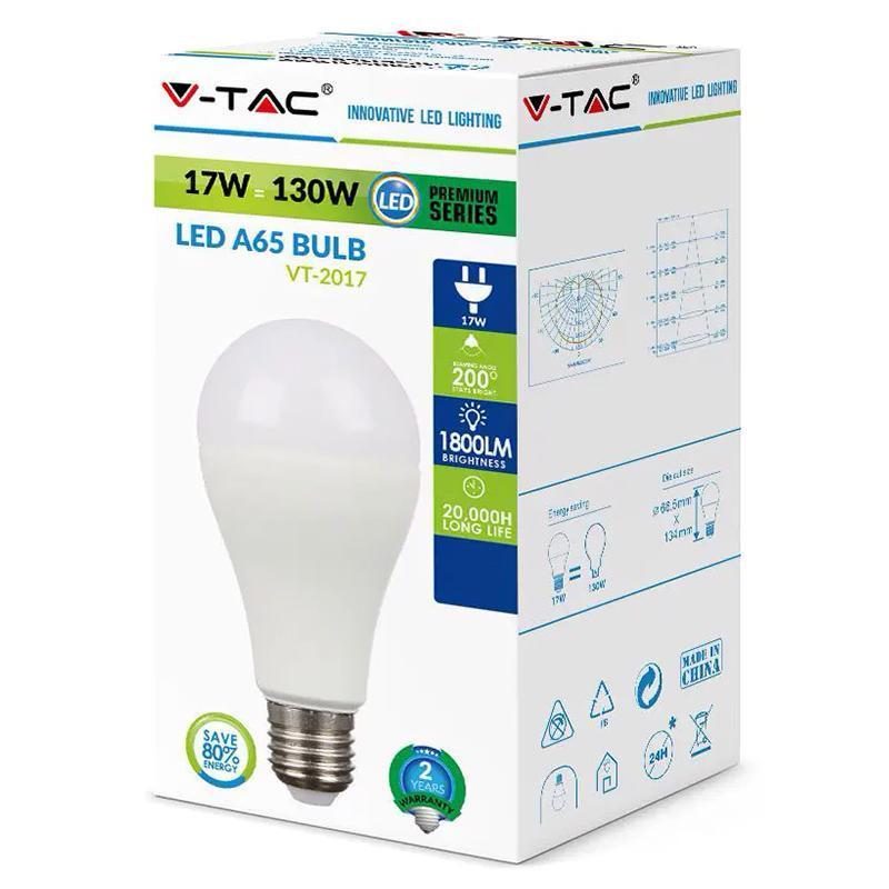 bec led a65 e27 17w 2700k alb cald 1521lm v tac 1