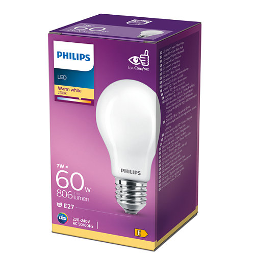 bec led filament philips e27 a60 7w 60w 806lm lumina calda 2700k 929001243082 1