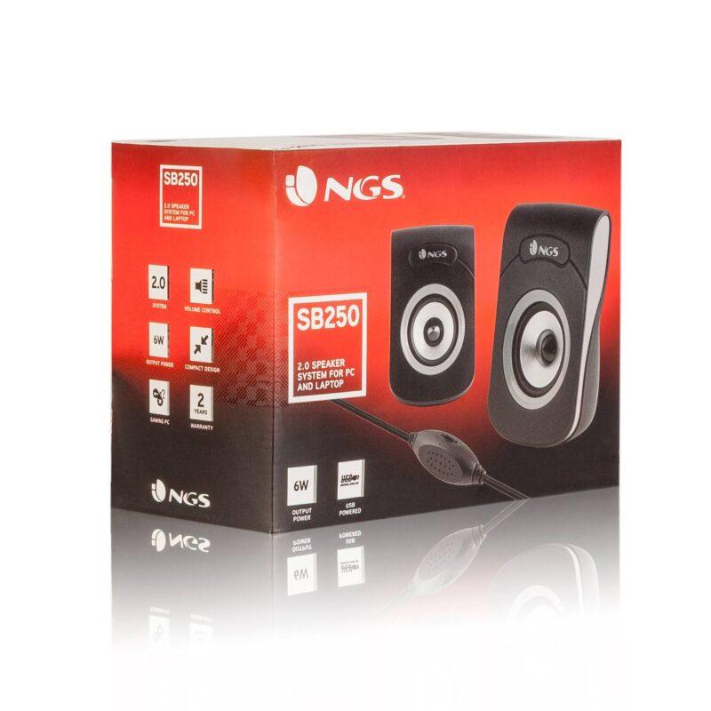boxe multimedia 20 usb jack 35 mm silver negru 2x3w sb250 ngs 4