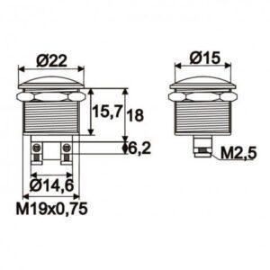 buton 1 circuit 2a 250v off on fara retinere metal 1