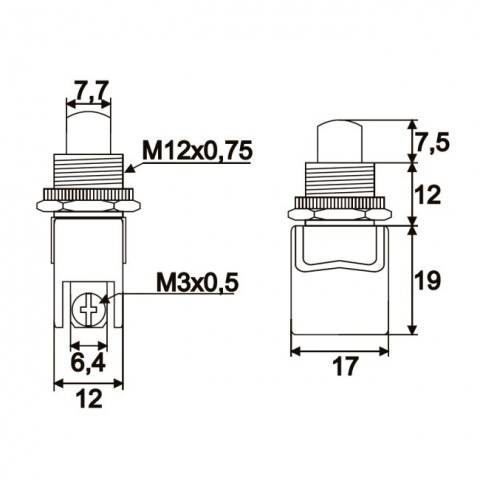buton 1 circuit 4a 250v on off fara retinere negru 1