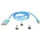 cablu 1m 3in1 usb type c iphone micro usb iluminat led albastru 1