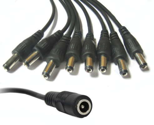 cablu adaptor cu mufa dc 21x55 mm 1x mama la 8x tata pentru camere supraveghere 2
