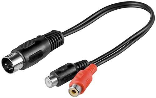 cablu adaptor din tata 180 5 pini la 2x rca mama 02m goobay