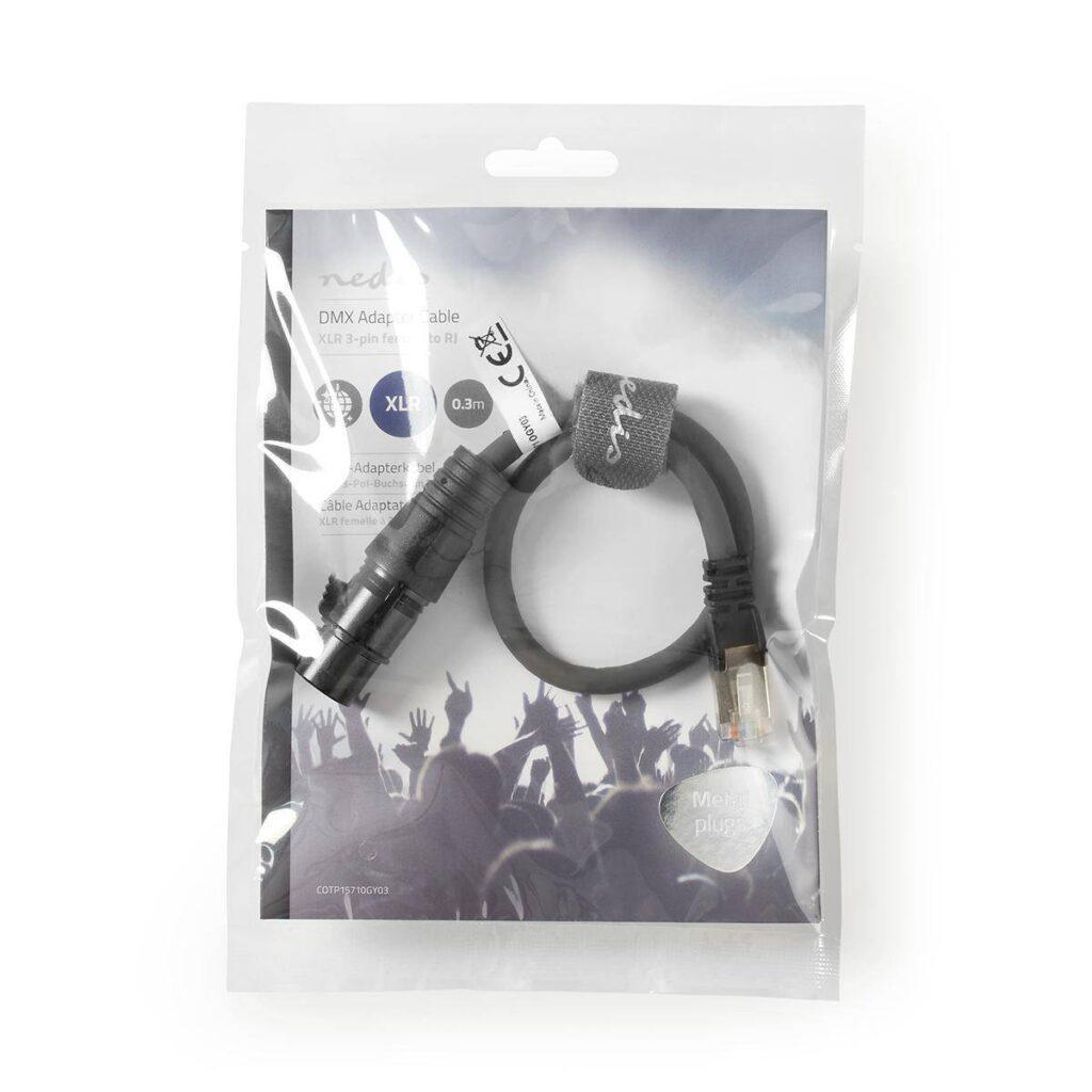cablu adaptor dmx xlr 3 pini mama rj45 tata 03m gri nedis 2