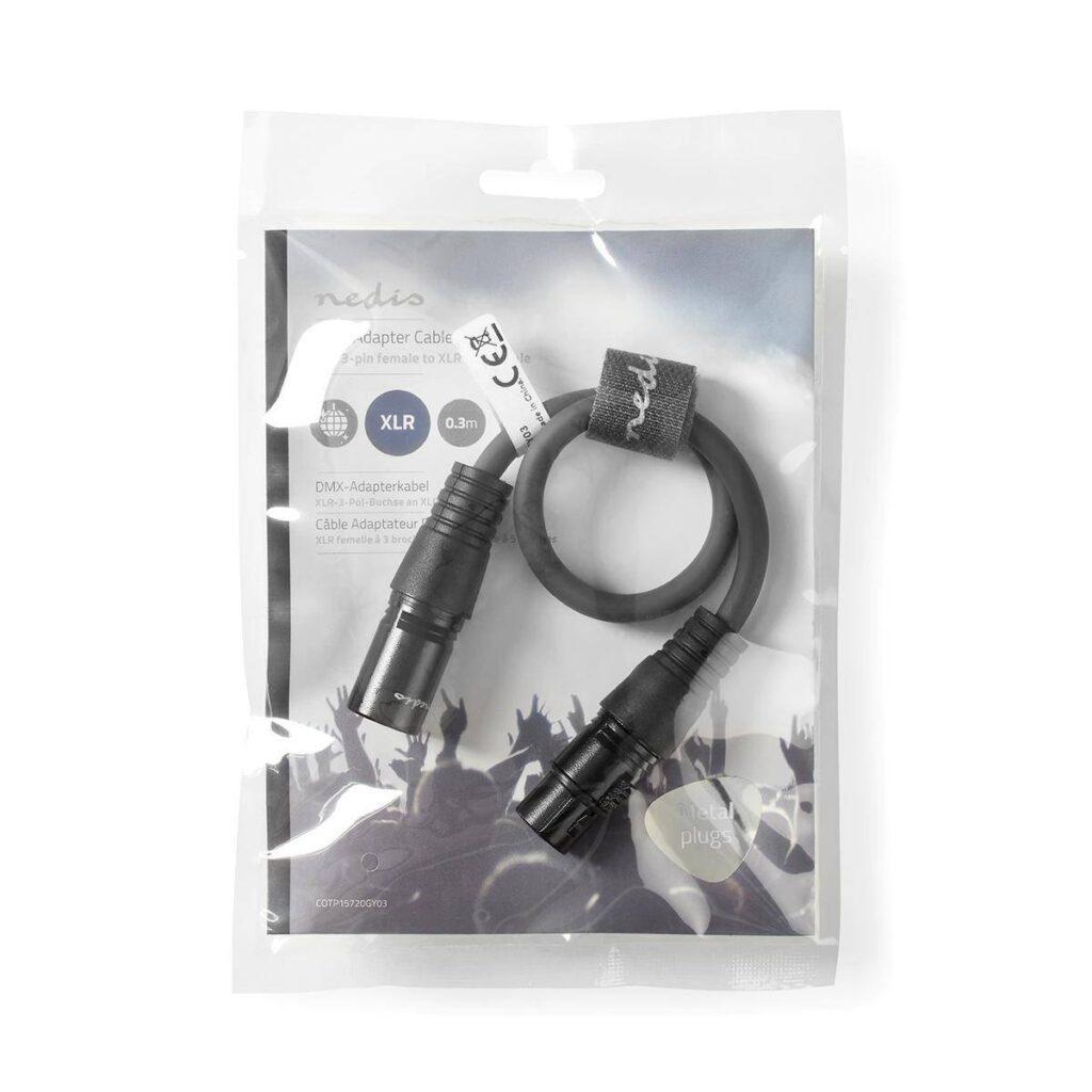 cablu adaptor dmx xlr 3 pini mama xlr 5 pini tata 03m gri nedis 2
