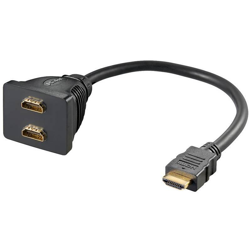 cablu adaptor hdmi la 2x hdmi aurit goobay