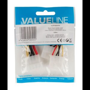 cablu adaptor intern pc sursa molex tata 2x molex mama 015m valueline 1