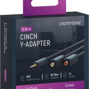 Cablu adaptor Profesional Jack 3.5 mm tata - 2x RCA mama OFC cupru 10cm dublu ecranat aurit Clicktronic 70492
