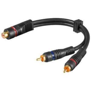 cablu adaptor rca mama la 2x rca tata ofc dublu ecranat 02m goobay