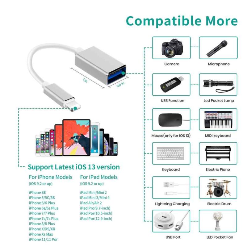 cablu adaptor usb 20 la iphone lightning cu otg maxim ios13 1