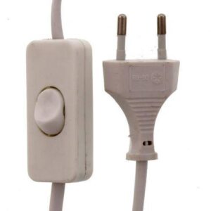 cablu alimentare cu intrerupator pe fir 2x075mmp 2m alb well