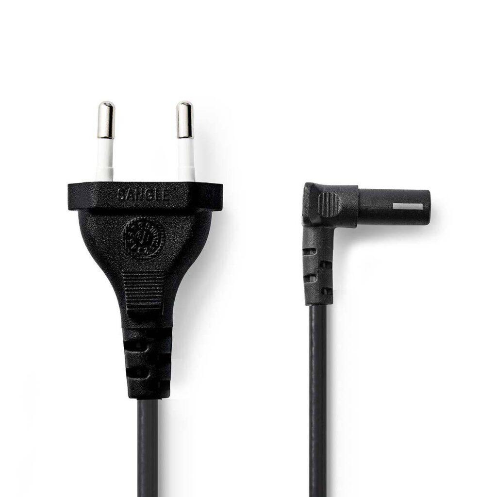 cablu alimentare euro tata 2 pini iec 320 c7 cotit 2m nedis