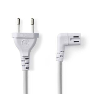 cablu alimentare euro tata 2 pini iec 320 c7 cotit 3m alb nedis