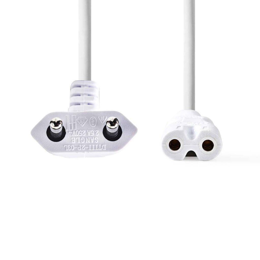 cablu alimentare euro tata cotit 2 pini iec 320 c7 2m alb nedis 1