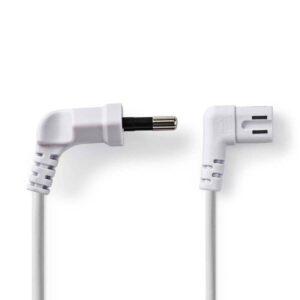 cablu alimentare euro tata cotit 2 pini iec 320 c7 cotit 3m alb nedis