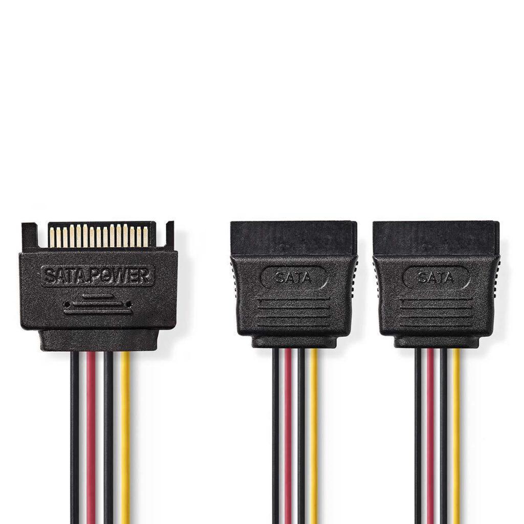 cablu alimentare sata15 pin tata 2x sata 15 pin mama 015m nedis