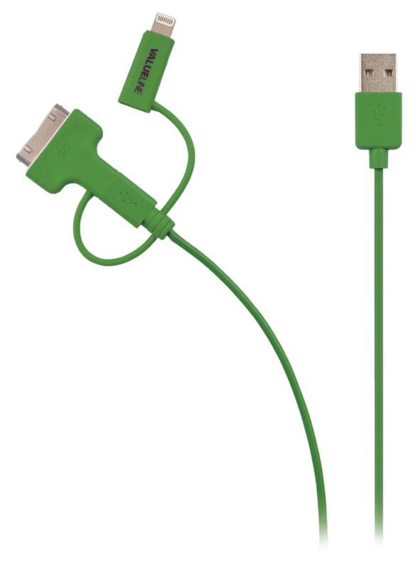 cablu alimentare si sincronizare verde usb 20 micro usb adaptor lightning apple dock 30pini 1m cupru valueline 1 scaled