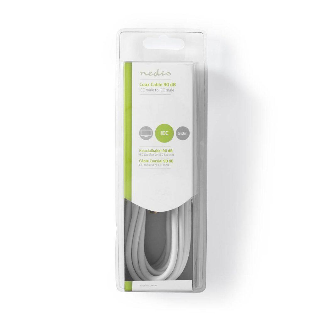 cablu antena coaxial tata coaxial tata 5m alb nedis 2