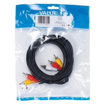 cablu audio 3x rca tata 3x rca tata 5m negru valueline 3