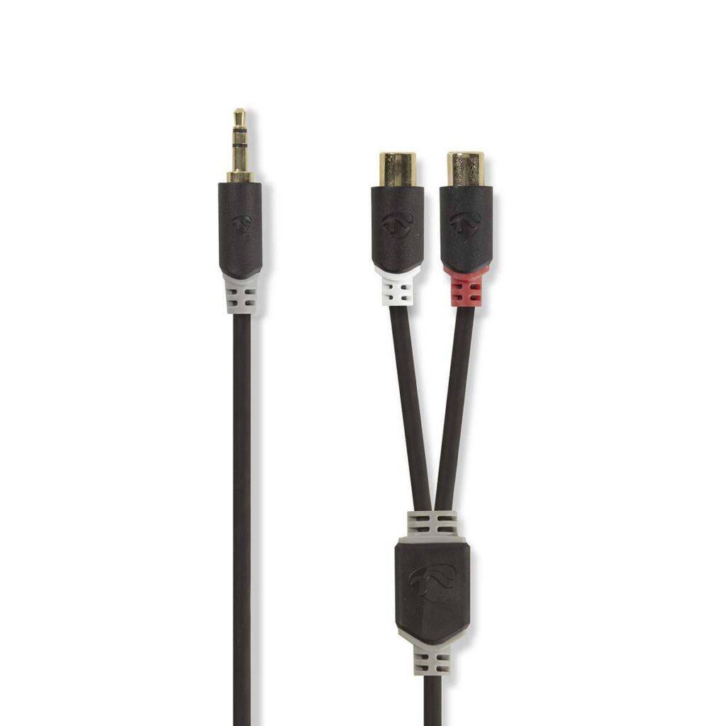 cablu audio adaptor jack 35 mm stereo tata 2x rca tata 02m nedis