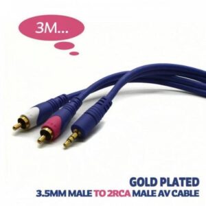 cablu audio jack 35 mm la 2x rca 3m aurit