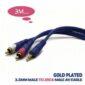cablu audio jack 35 mm la 2x rca 3m aurit