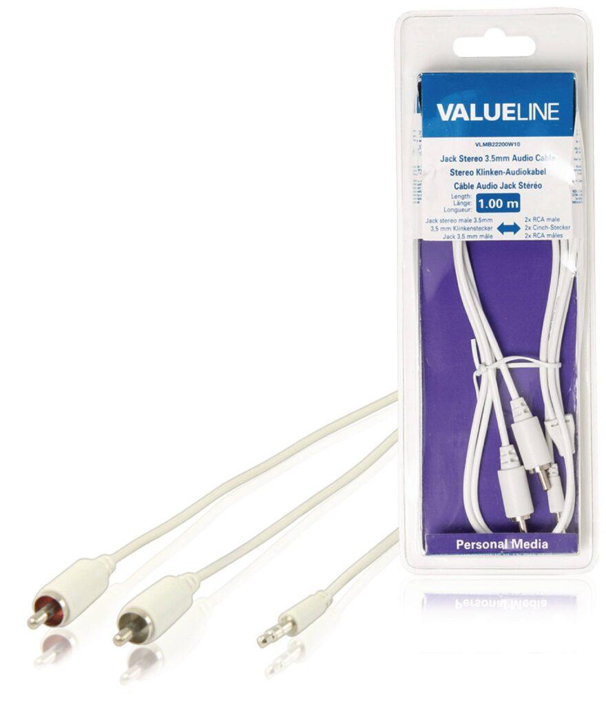 cablu audio jack stereo 35 mm tata 2x rca tata 1m alb valueline 2 scaled