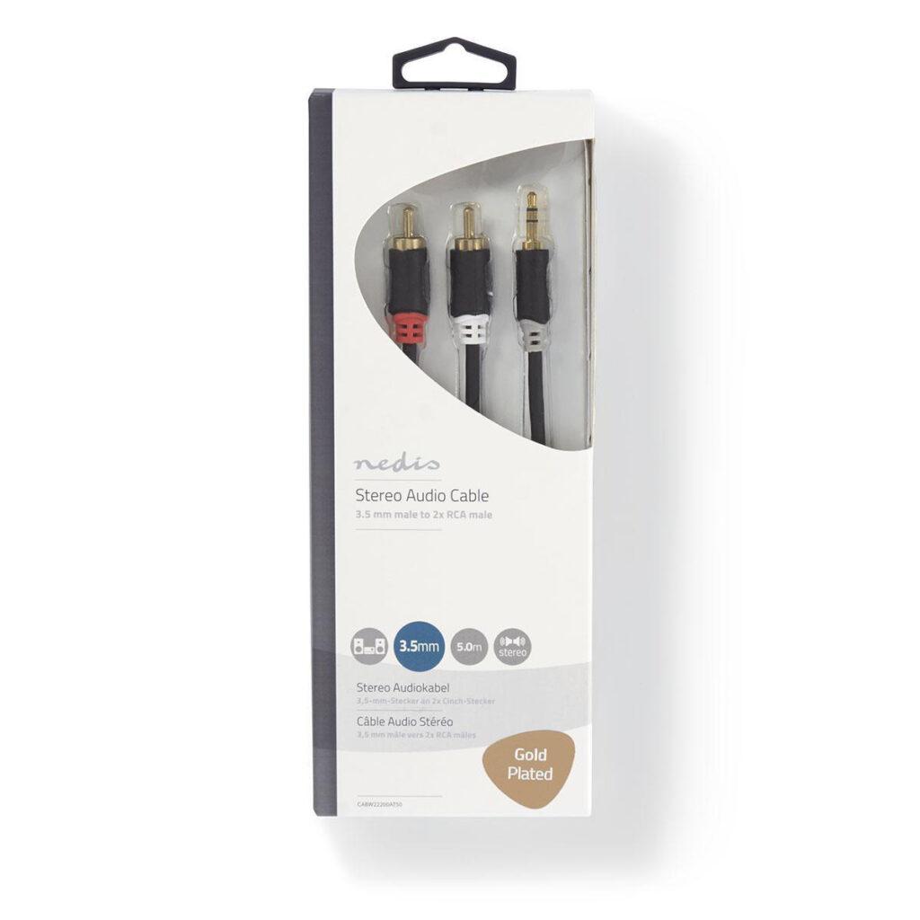 cablu audio jack stereo 35 mm tata 2x rca tata 5m antracit nedis 3