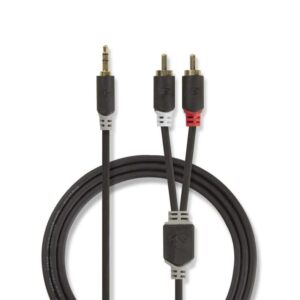 cablu audio jack stereo 35 mm tata 2x rca tata 5m antracit nedis