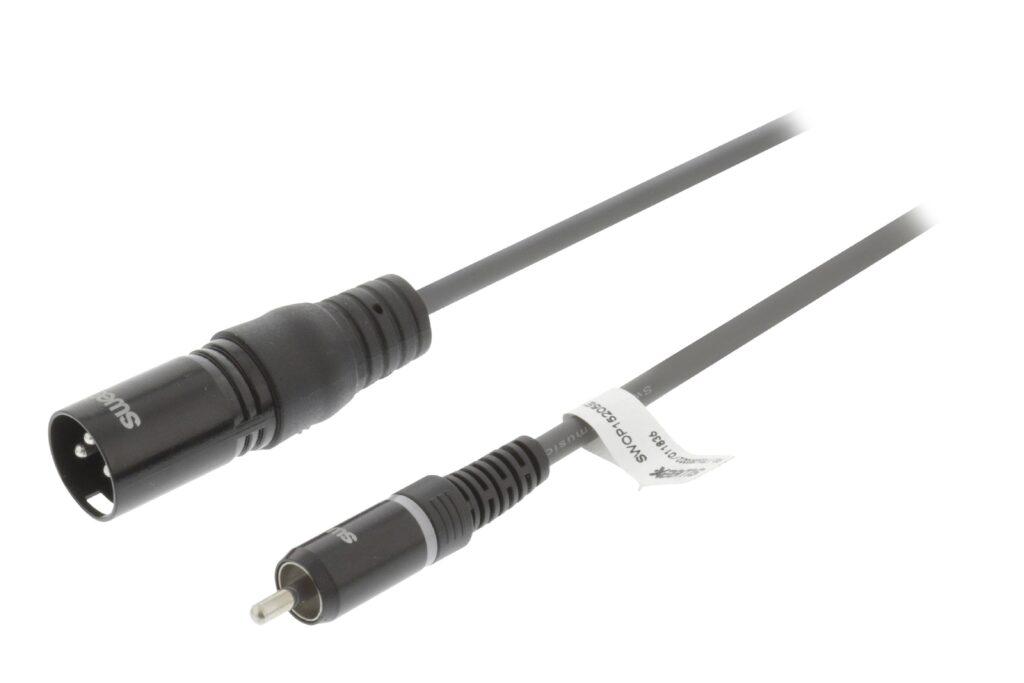 cablu audio mono xlr 3 pini tata rca tata 15m gri sweex scaled