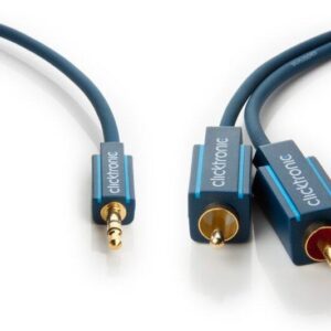 cablu audio profesional jack 35 mm 2x rca 5m aurit albastru clicktronic 1