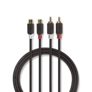 cablu audio stereo 2x rca tata 2x rca mama 2m antaracit nedis