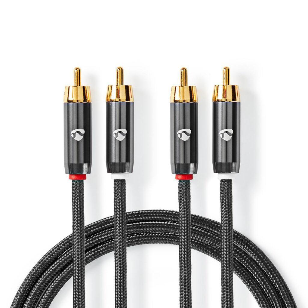 cablu audio stereo 2x rca tata 2x rca tata 1m gri nedis
