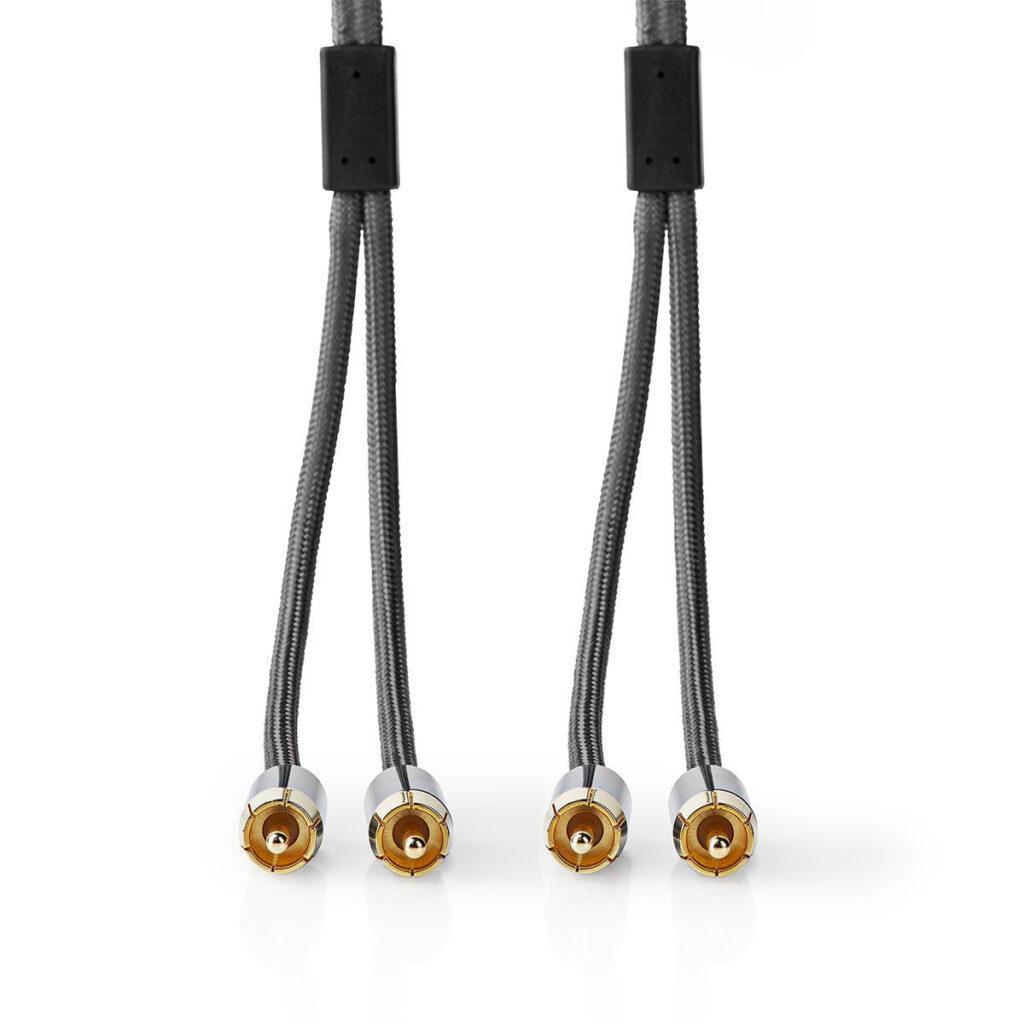 cablu audio stereo 2x rca tata 2x rca tata 1m gri nedis 2