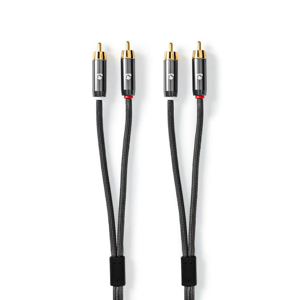 cablu audio stereo 2x rca tata 2x rca tata 1m gri nedis 3
