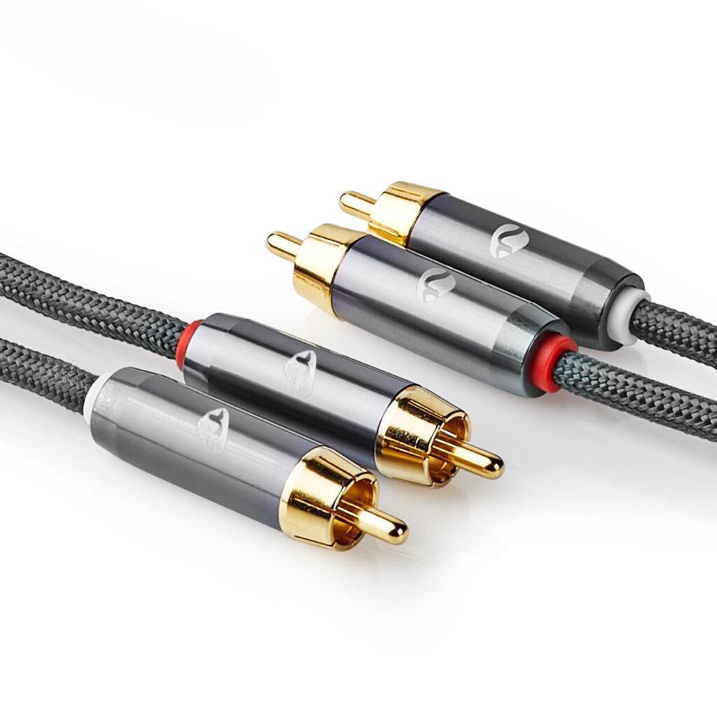 cablu audio stereo 2x rca tata 2x rca tata 1m gri nedis 5
