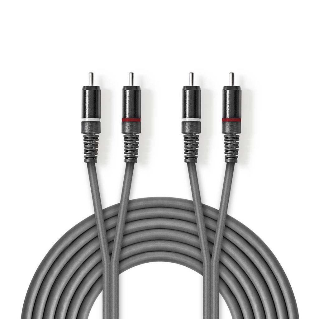 cablu audio stereo 2x rca tata 2x rca tata 5m gri nedis