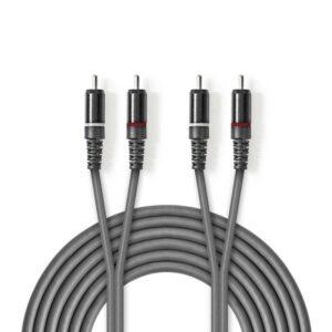 cablu audio stereo 2x rca tata 2x rca tata 5m gri nedis