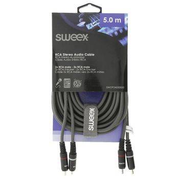 cablu audio stereo 2x rca tata 2x rca tata 5m gri sweex 2