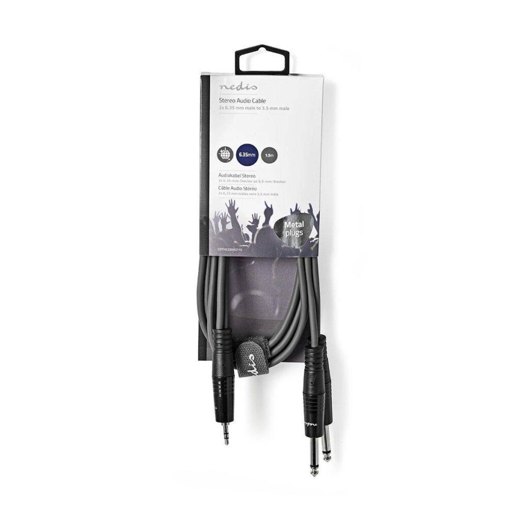 cablu audio stereo jack 2x 635 mm tata mono 35 mm tata stereo 15m gri nedis 2