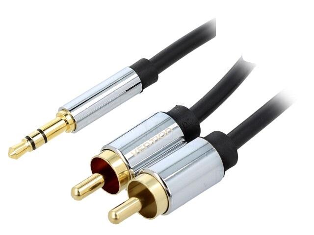 cablu audio stereo jack 35 mm 2x rca 15m ecranat aurit vention bcfbg