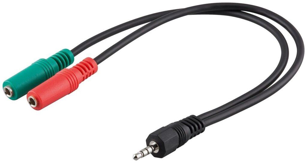 cablu audio stereo jack 35 mm 4 pini tata la 2x 35 mm 3 pini mama 03m goobay